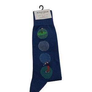 NWT Soxfords Golf Socks‎ Mid Calf Mens One Size (8-13) Blue Pima Cotton Blend